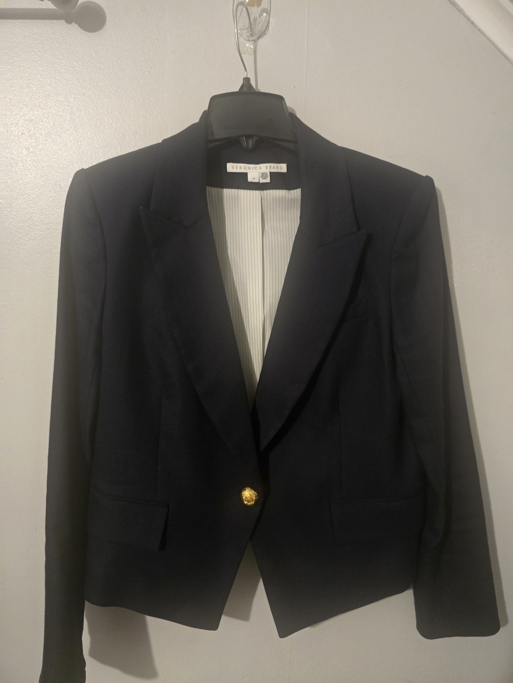 Veronica Beard Navy Hosanna Dickey One Button Blazer - Picture 2 of 7